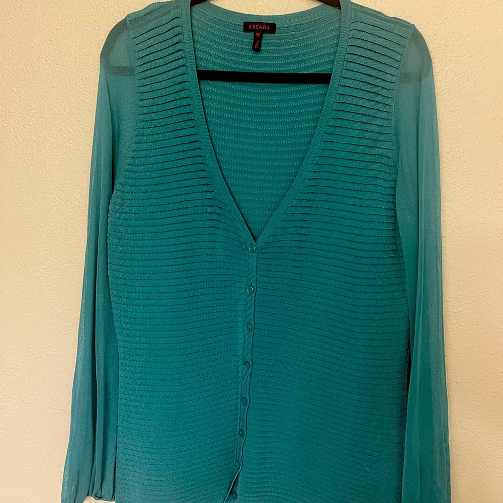 Escada Mint Green Cardigan  size 42, L, 12-14